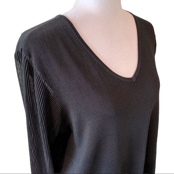 NWT I-N-C International black sweater pleated chiffon bell sleeves 0X/XL $89.50 - Picture 10 of 11